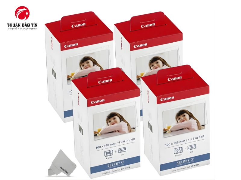 Giấy in ảnh Canon KP108 sử dụng công nghệ Dye-Sublimation, cho màu sắc trung thực và độ bền màu cao.