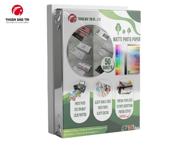 Giấy in Couche mờ 300gsm A4 bề mặt mịn, định lượng dày, cho chất lượng in sắc nét và chuyên nghiệp.