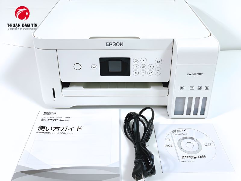 Epson EW-M571 có kết nối Wi-Fi và USB 2.0, cho phép in từ nhiều thiết bị khác nhau.
