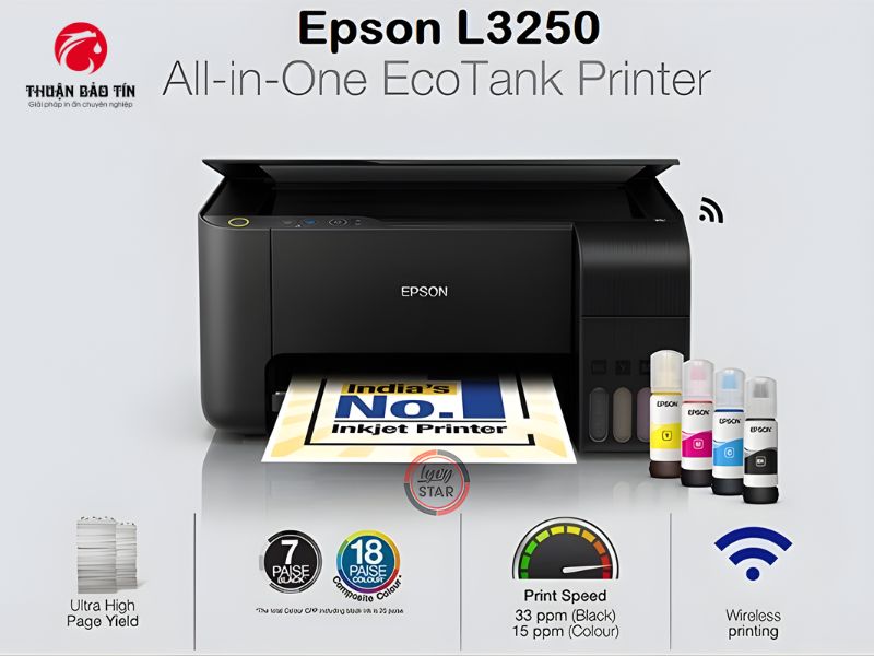 Máy in Epson L3250 với thiết kế nhỏ gọn, lý tưởng cho văn phòng nhỏ và gia đình.