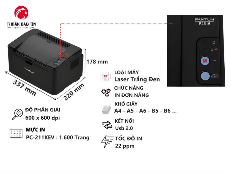 Máy in Pantum P2516 - Tiết kiệm năng lượng với chế độ ngủ