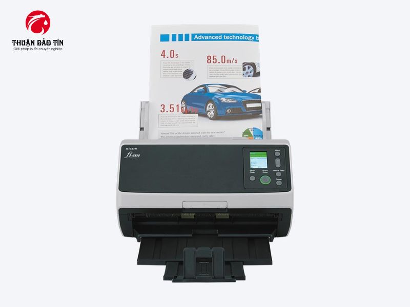 Máy scan Fujitsu fi-8190 đang quét tài liệu A4 với tốc độ cao