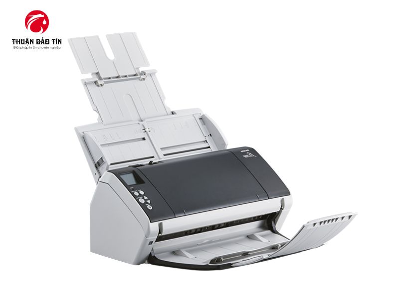 Mặt trước máy scan Ricoh fi-7480 với khay nạp giấy tự động ADF 100 tờ