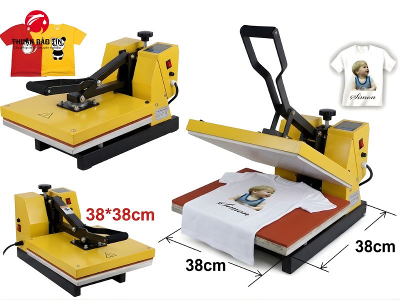 Thiết kế tay ép cao áp của máy ép nhiệt phẳng 38x38 giúp lực ép mạnh