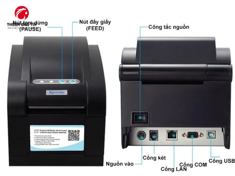 Máy in mã vạch Xprinter XP350BM hỗ trợ in tem nhãn sản phẩm sắc nét 203 DPI