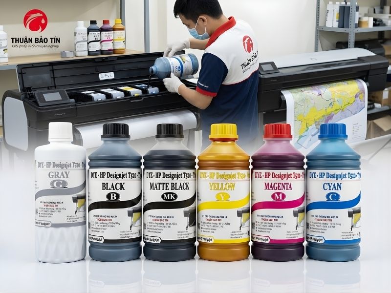 Mực Ink Dye HP khổ A0 màu xanh 1 lít dùng cho máy in DesignJet